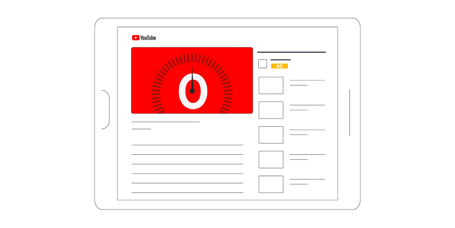 YouTube 동영상 재생 화면의 인스트림 광고 위치 예시