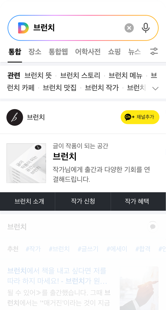 다음 모바일 검색 결과의 라이트형 브랜드검색 광고 노출 예시